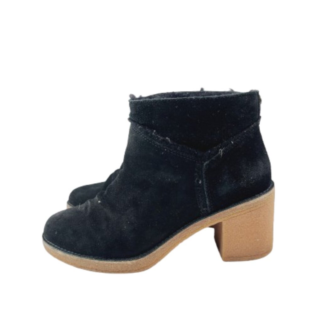 UGG Women's Black Kasen II 1095049 Suede Shearling Ankle Heeled Boots Size 8.5